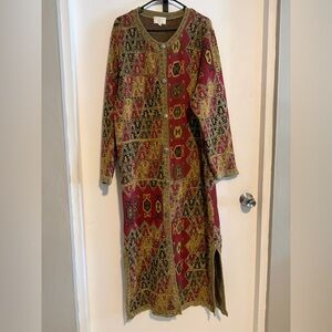 Soft Surroundings Multicolor Geometric Ethnic Long Sleeve Sweater Coat